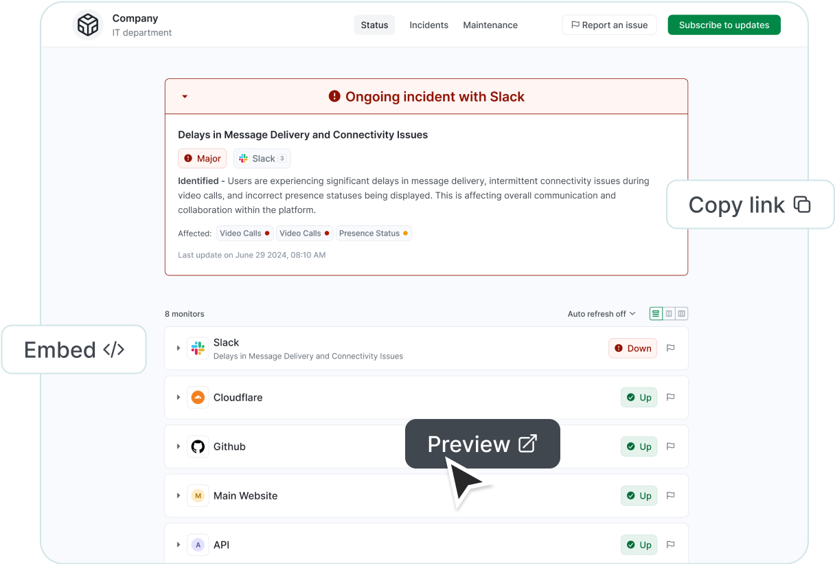 Multiple status page monitor